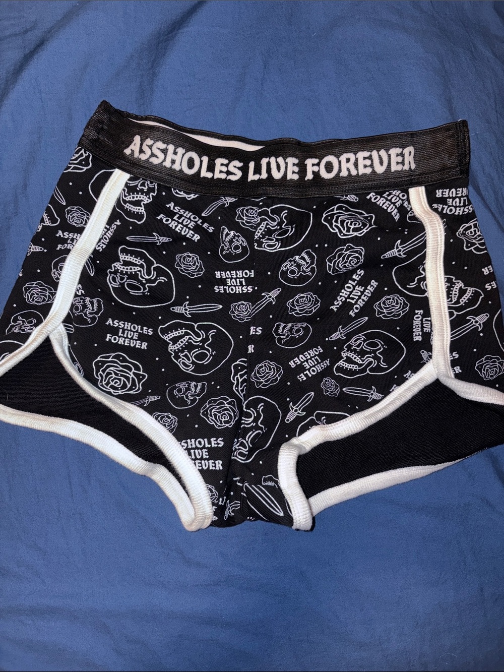 “As*holes live forever” Black Boxer Briefs with white Trim